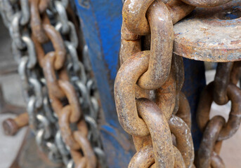 close-up old rusty chain texture