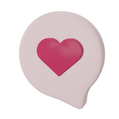 Valentines Heart Icon. Love Chat Message 3D Illustration.