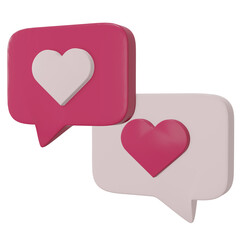 Valentines Heart Icon. Love Chat Message 3D Illustration.