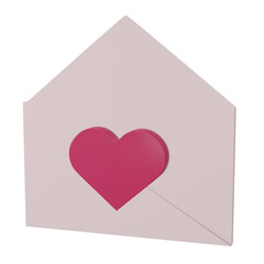 Valentines Heart Envelope Icon. Love Letter 3D Illustration.