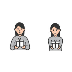 プレゼントを渡す女性のイラストセット
