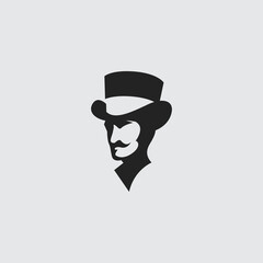 The Dorsey Gentleman negative space logo mono color design