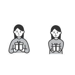 プレゼントを渡す女性のイラストセット
