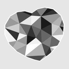 Black polygon heart vector pattern for love signature icon  on white background