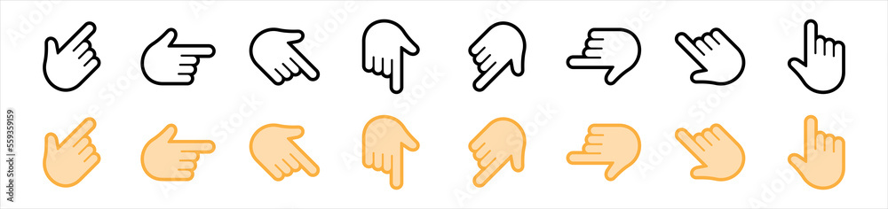 Poster hand clicking icon. pointer cursor сomputer mouse symbol. clicking cursor, pointing hand clicks vect