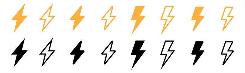 flash lightning bolt icon. Electric power symbol. Power energy sign, vector illustration