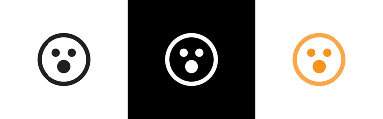 Emoticon surprise face line art icon for apps and websites