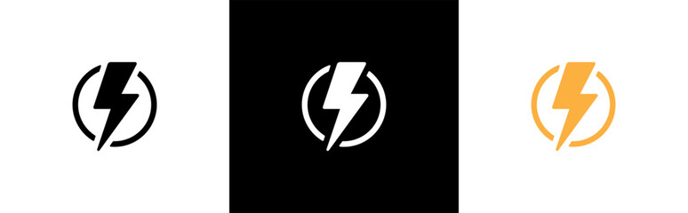Lightning bolt icon set. Flash electric symbol. Thunderbolt flat style sign, vector illustration.