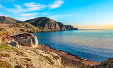 Foto op Plexiglas Spain coast mediterranean sea with rock- Cabo de Gata,  Andalusia, natural park near Almeria © M.studio
