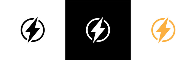 Lightning bolt icon set. Flash electric symbol. Thunderbolt flat style sign, vector illustration.