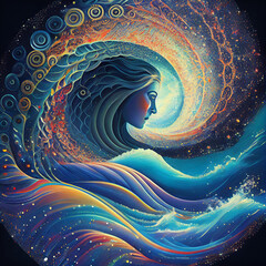 Obraz premium Psychic waves, health, contentment, illuminate the path ahead, spiritual enlightenment - generative ai