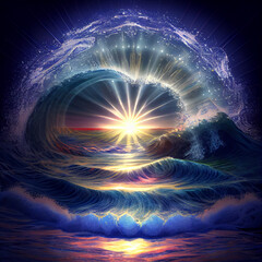 Psychic waves, health, contentment, illuminate the path ahead, spiritual enlightenment - generative ai