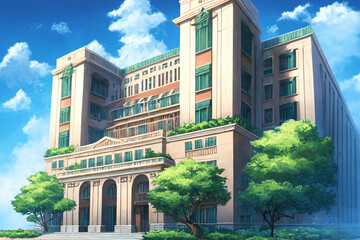 Fototapeta premium アニメ映画風の家や室内の背景のイラスト(AI generated image)