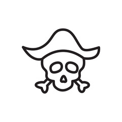 Pirate skull icon vector logo flat style illustration