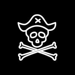 Pirate skull icon vector logo flat style illustration