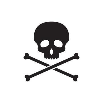 Pirate skull icon vector logo flat style illustration