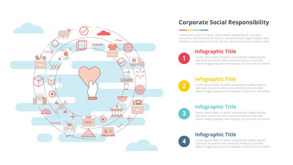 csr corporate social responsibility concept for infographic template banner with four point list information