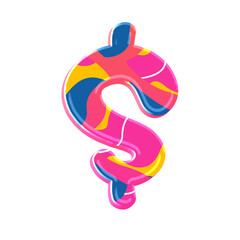 Colorful pink party alphabet set, includes font or letters in both uppercase and lowercase, numbers, punctuation marks and symbols.	