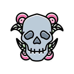 Skull Logo skeleton Vector Design vintage illustration Symbol Icon