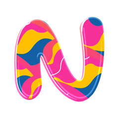 Colorful pink party alphabet set, includes font or letters in both uppercase and lowercase, numbers, punctuation marks and symbols.	