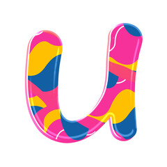 Colorful pink party alphabet set, includes font or letters in both uppercase and lowercase, numbers, punctuation marks and symbols.	