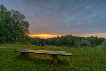 bench at sunset