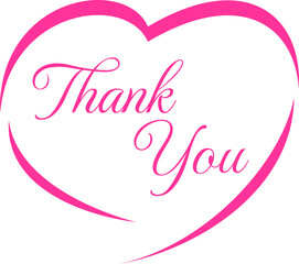 Thank You beautiful pink love heart icon typography lettering transparent
