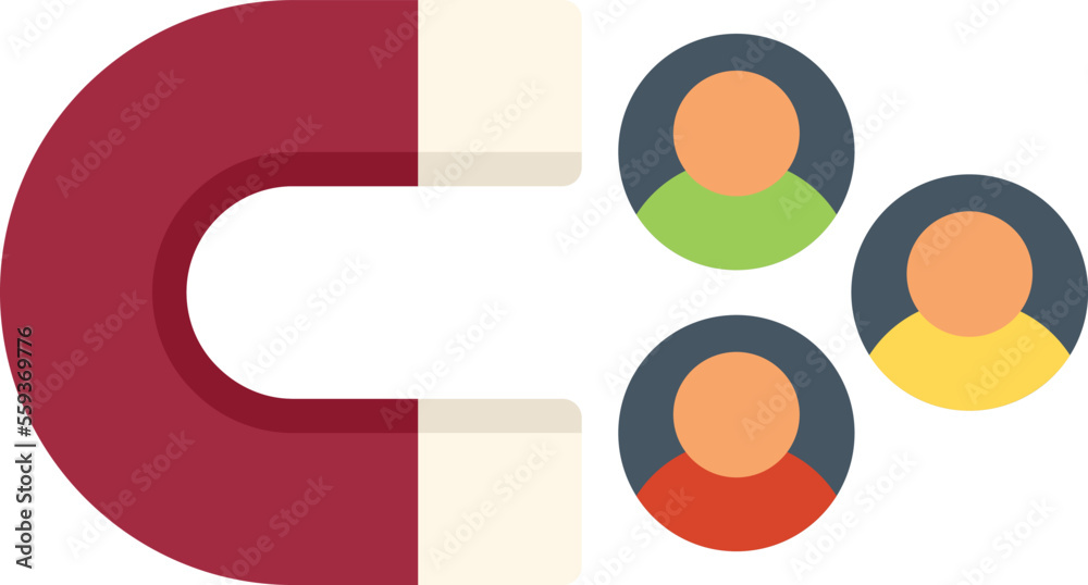 Poster magnet database icon flat vector. software platform. client access isolated