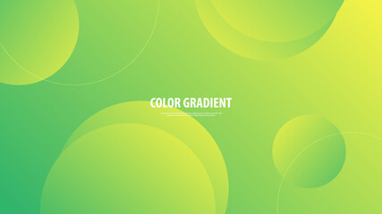 Modern Abstract Background Retro Memphis Round Circle Shape Lines Motion and Yellow Green Gradient Color