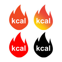 Set of Calories healthy diet icon, nutrition food low sign, kcal zero web vector illustration