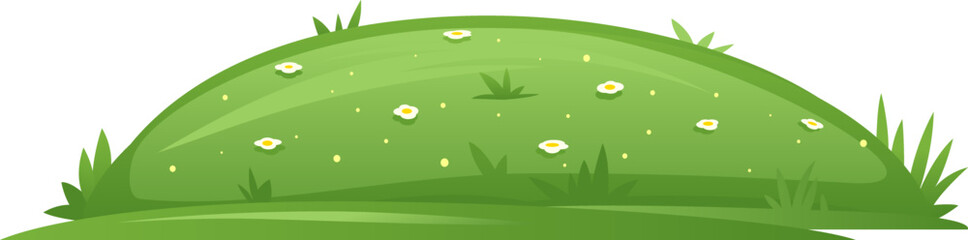 One glade with green grass and white flowers isolated illustration © Oceloti