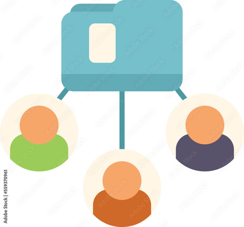 Poster network database icon flat vector. platform system. client consumer isolated