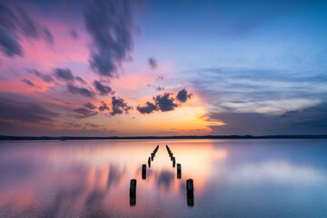 sunset over the lake