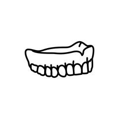False teeth line icon. Dental prosthetic.