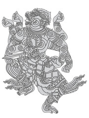 Hanuman tattoo, Thai traditional line art