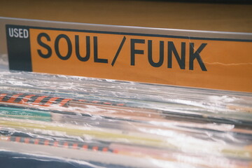 soul / funk records for sale in a record store
