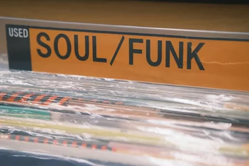 Fotobehang Muziekwinkel soul / funk records for sale in a record store
