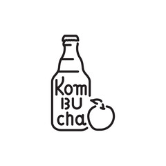 Kombucha homemade tea in bottle color line icon. Japanese fermented