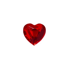 Love in valentine's day concept. Transparent png image of isolated heart shaped red ruby over white...