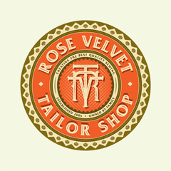 Monogram Initial Letter RVT RTV VRT Logo Design. Business Initial Icon Vector. Vintage Badge Emblem Style