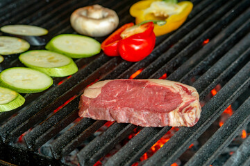 grilled meat and vegetables on grill