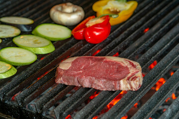 grilled meat and vegetables on grill