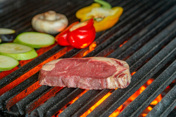 grilled meat and vegetables on grill