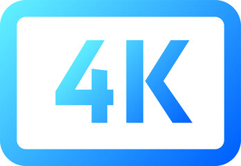 Gradient video quality or resolution icons in 4k. Video screen technology.
