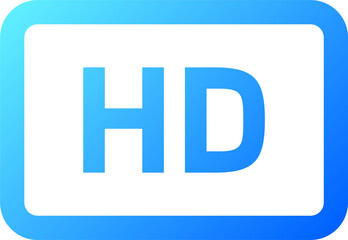 Gradient video quality or resolution icons in HD. Video screen technology.