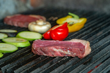 grilled meat and vegetables on grill