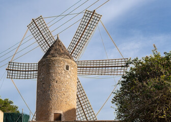 Old stone mill in the town of Felanitx