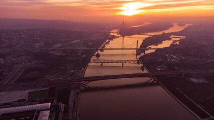View at Belgrade Waterfront buildings and Sava river.