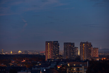 Fototapeta premium City of Belgrade, Serbia, blue hour evening cityscape.