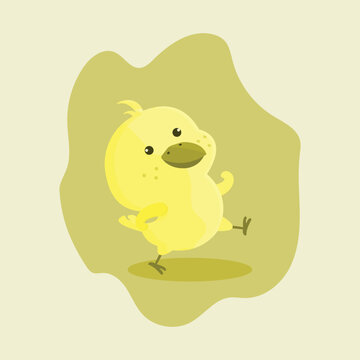 vector cute yellow chick with shadow